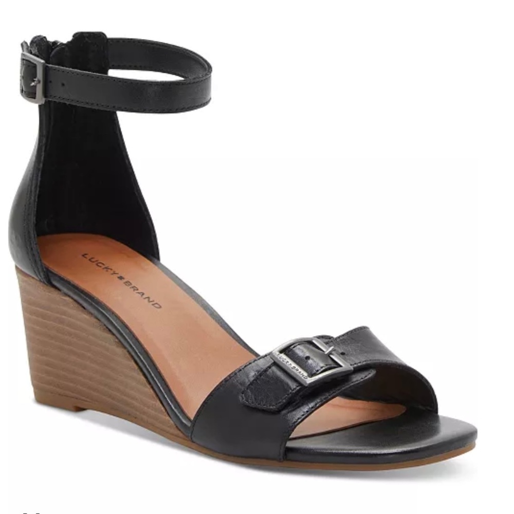Lucky Brand Jodella wedge sandal sz. 9 NWOT black